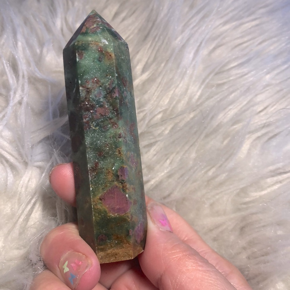 Crystal Tower Ziosite With Ruby Inclusions